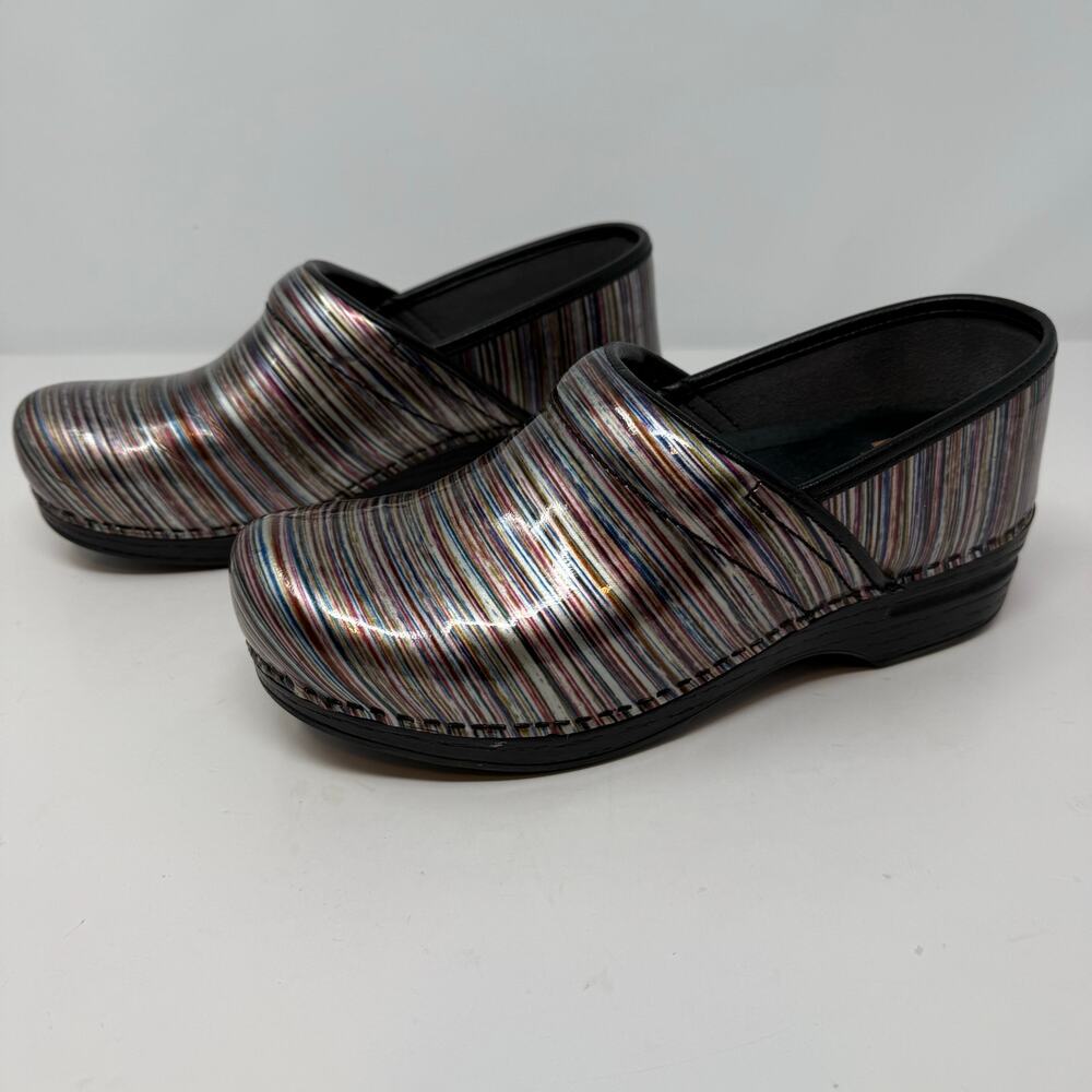 Dansko Professional XP Clogs Women's 39 Patent Leather Multicolored Stripe - Picture 8 of 14